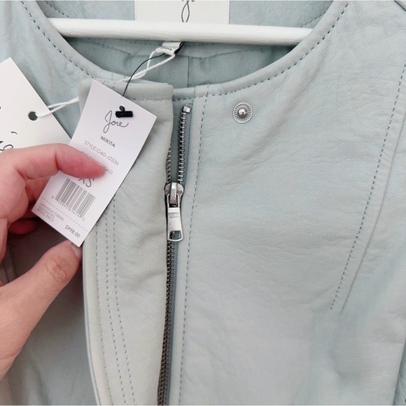 NWT Joie Lamb Leather Jacket Mint Green - Picture 4 of 5